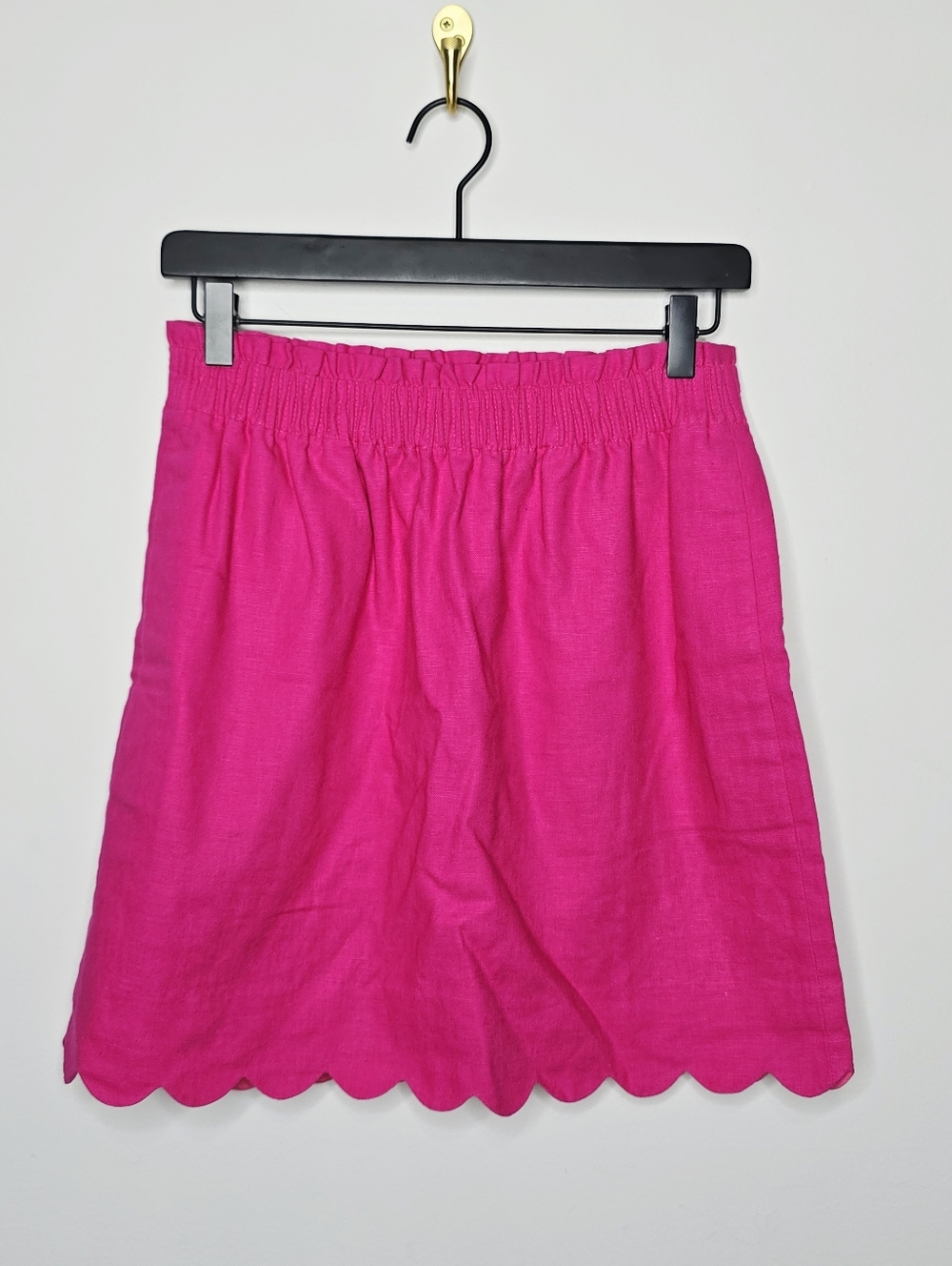 J. Crew Factory Scalloped Hem Linen Blend Bright Pink Skirt Size 4
